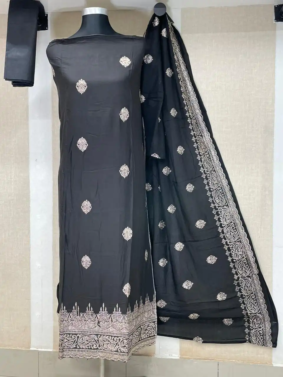 New Gorgeous Unstitched Ambroidary Cotton Three Piece dress For Women